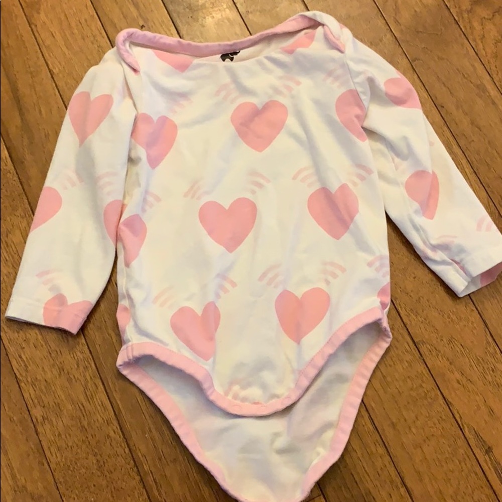 Monica and Andy heart onesie